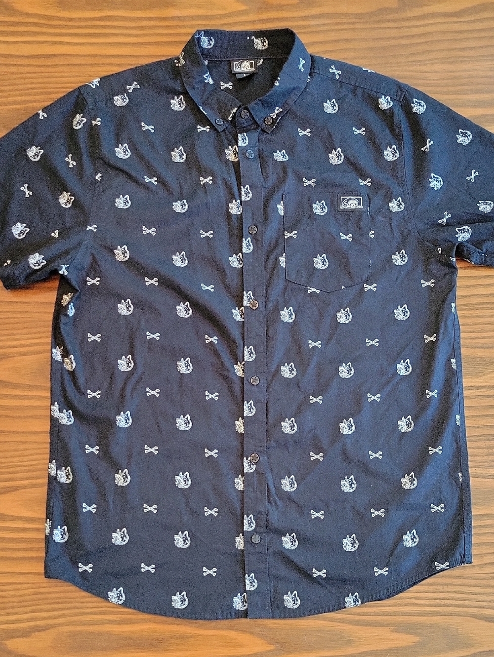 LURKING CLASS Men's Short-Sleeve Black Button-Down Shirt | Size: L